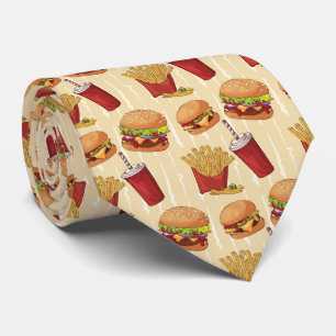Cute fast food hamburgers fries pop tie