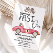 Cute FAST ONE Red Race car 1st birthday 