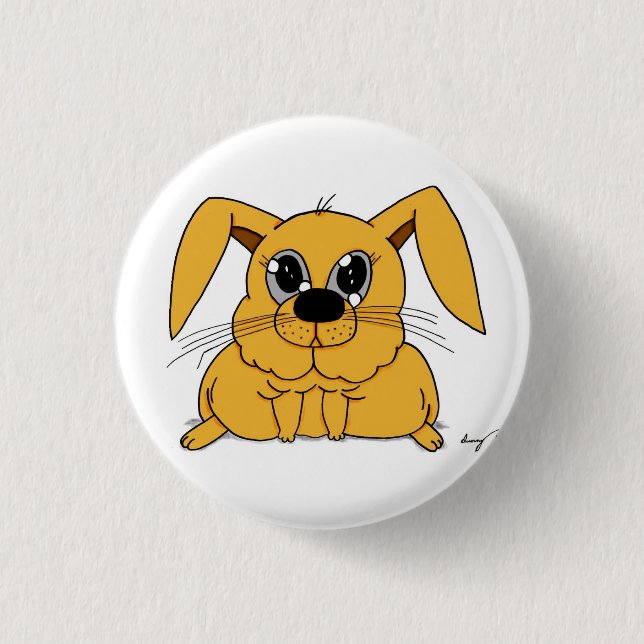 Cute Fat Bunny Round Button (Front)