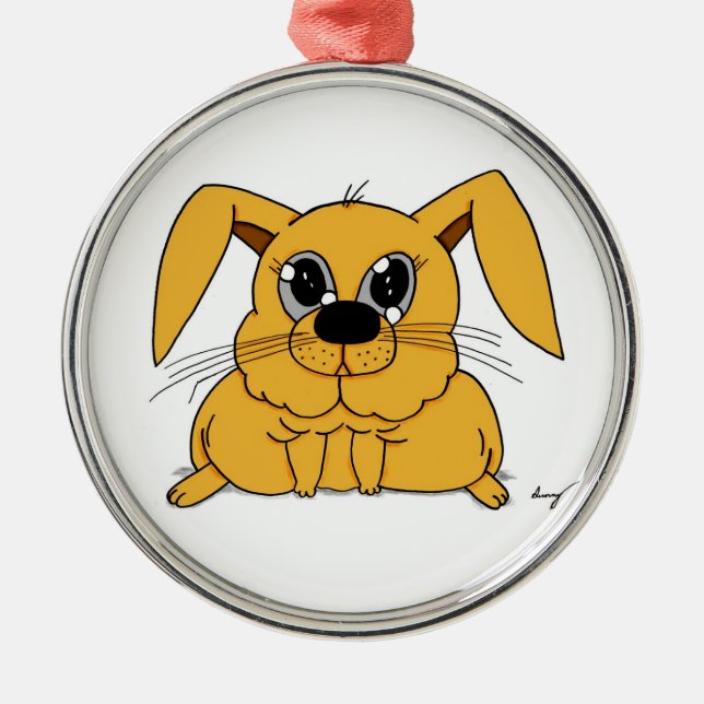Cute Fat Bunny Round Ornament (Front)
