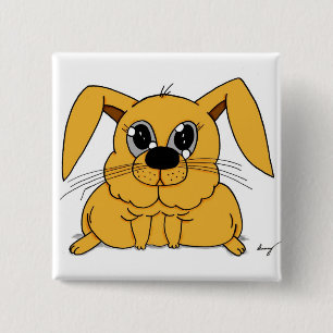 Cute Fat Bunny Square Button