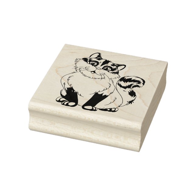 Cute Fat Cat Rubber Stamp (Stamp)