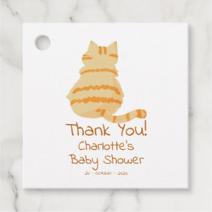 Cute Fat Orange Cat Baby Shower Favour Tags