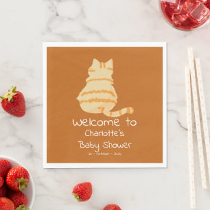 Cute Fat Orange Cat Baby Shower Napkin