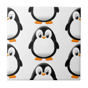 Cute Fat Penguin All Over Print White Tile