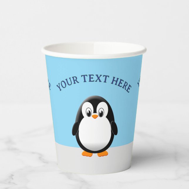 Cute Fat Penguin Drawing Paper Cups (Left)