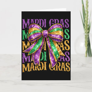 Cute Fat Tuesday Mardi Gras Coquette Bow Kids Girl Card