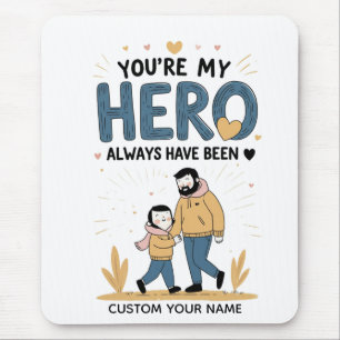 Cute Father and Daughter Illustration Mouse Pad