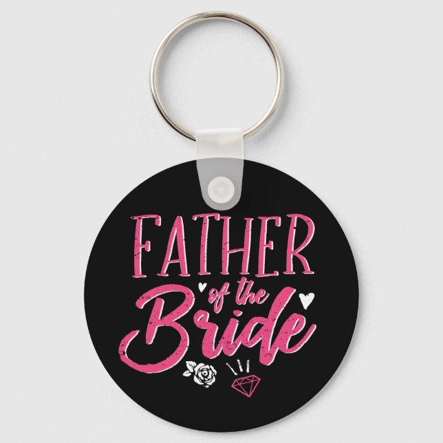 Cute Father of The Bride Pink Calligraphy Script Keychain (Front)
