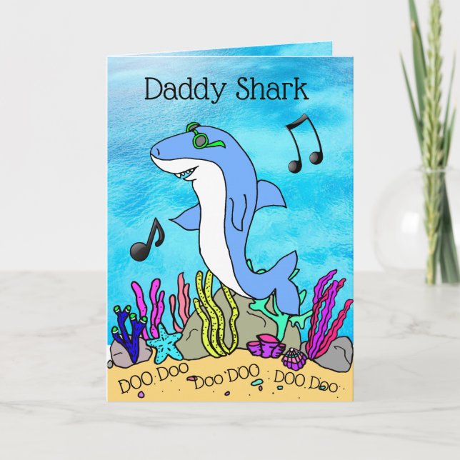 Cute Fathers Day Daddy Shark Card (Front)