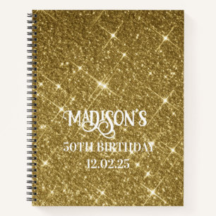 Cute Faux Glitter Gold Black Ombre 50th Birthday Notebook