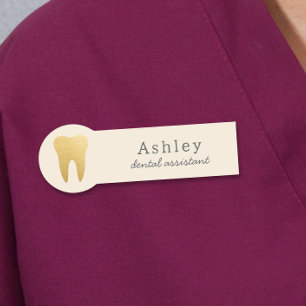 Cute Faux Gold Tooth Dental Office Employee Name Tag