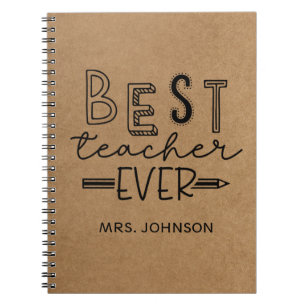 Cute Faux Kraft Best Teacher Ever Notebook