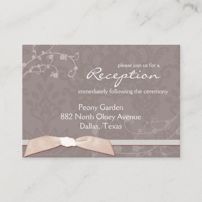 Cute Faux Ribbon Wedding Reception Enclosure Card (Front)