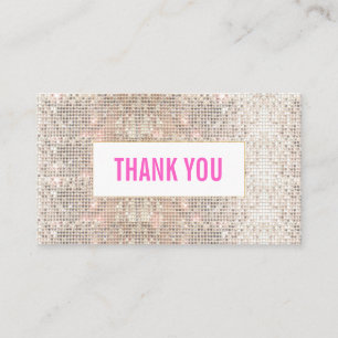 Cute Faux Silver Sequins Pink Thank You Insert