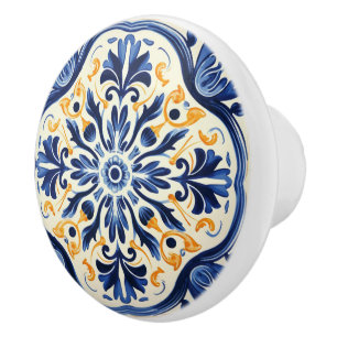 Cute faux tile Portuguese  Ceramic Knob