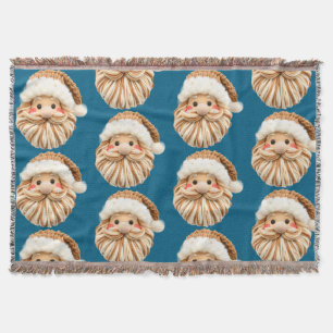 Cute Faux Yarn Christmas Santa crochet Throw Blanket