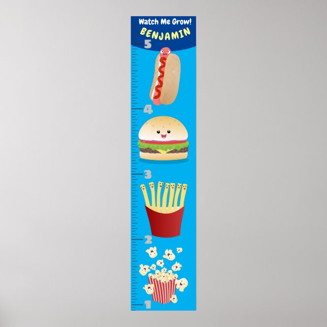 Cute favourite meal cartoon growth chart (Front)