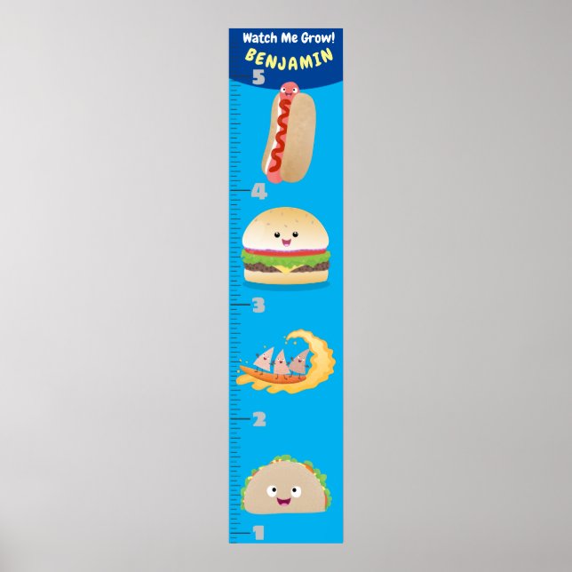 Cute favourite meal cartoon growth chart (Front)