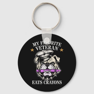 Cute Favourite Veteran Eats Crayons Squad Military Keychain