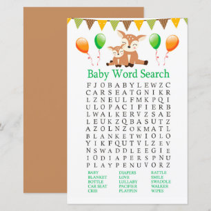 Cute fawn Baby Shower Word Search Game
