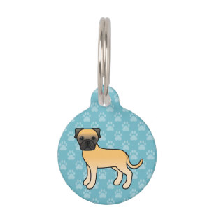 Cute Fawn Bullmastiff And Custom Info Pet Tag
