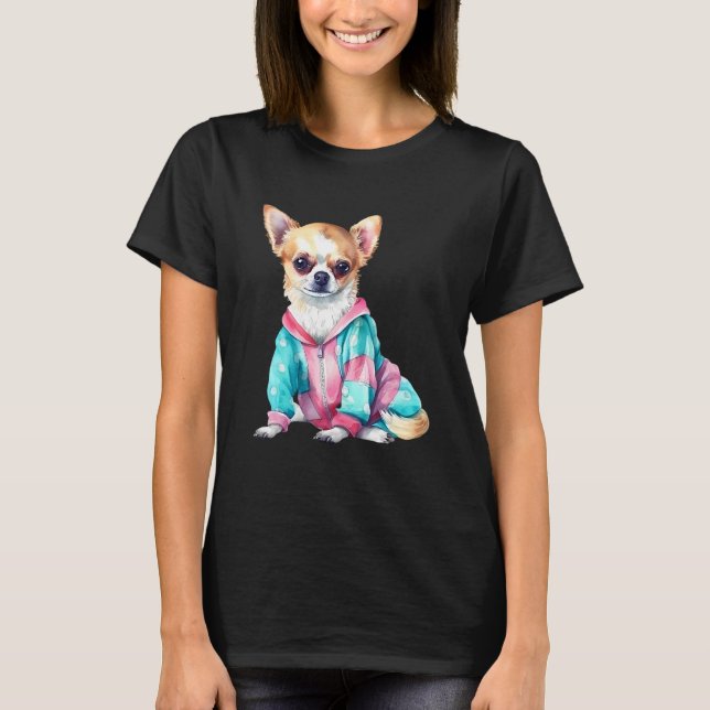 Cute Fawn Chihuahua Puppy Portrait 2 T-Shirt (Front)