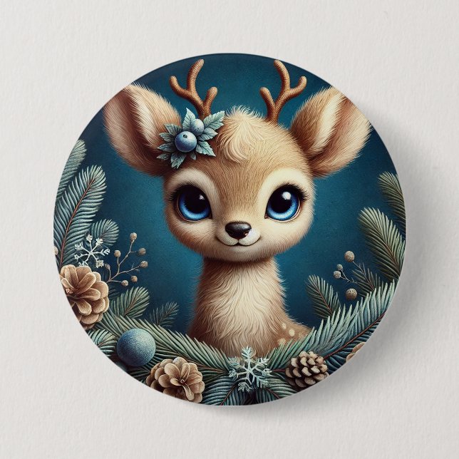 Cute Fawn Illustration 3 Inch Round Button (Front)
