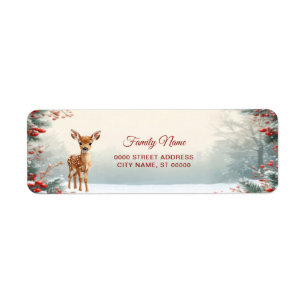 Cute Fawn in a Snowy Forest Return Address