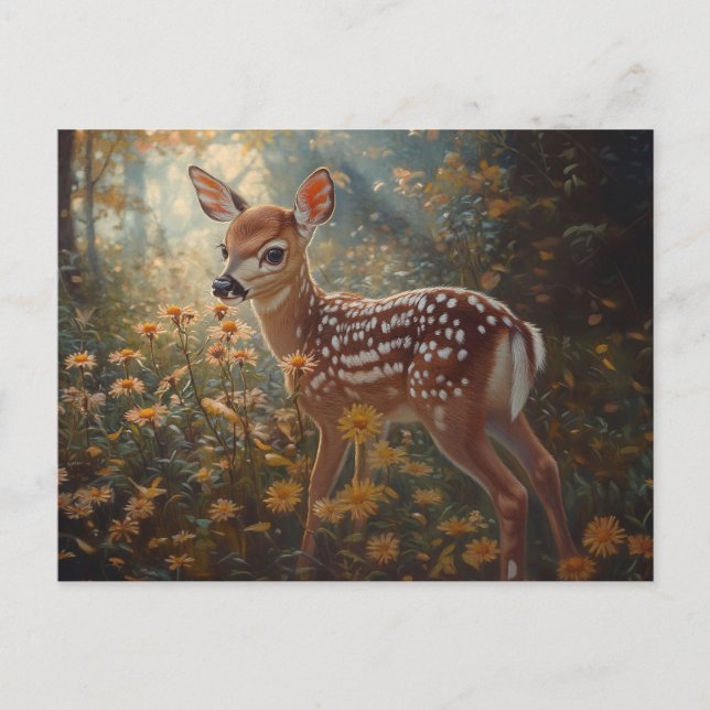 Cute Fawn in the Forest Postcard (Front)