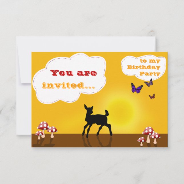 Cute Fawn - Invitation d'anniversaire pour les enf (Devant)