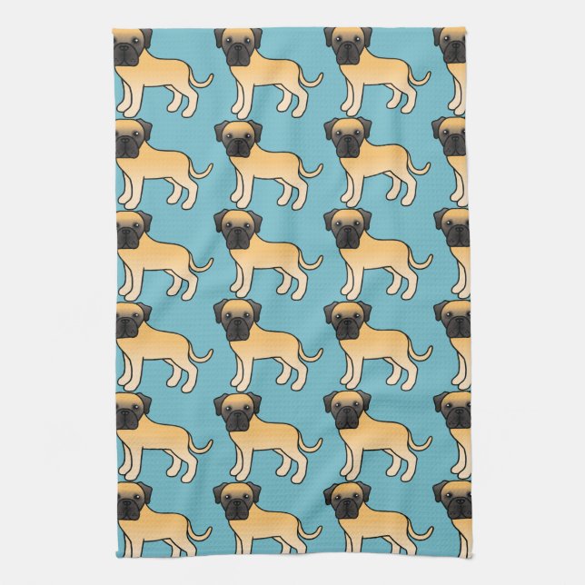 Cute Fawn Old English Mastiff Dogs Pattern Kitchen Towel (Vertical)