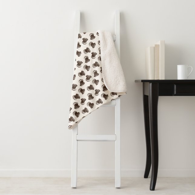 Cute Fawn pugs Sherpa Blanket (In Situ)