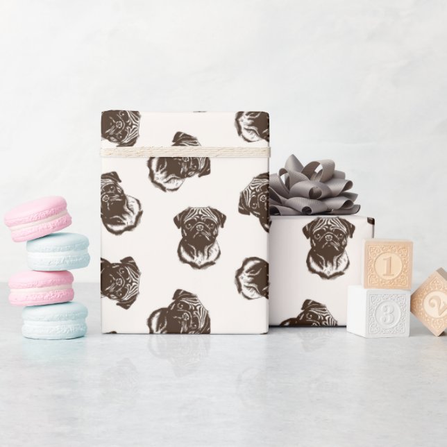 Cute Fawn pugs Wrapping Paper (Baby Shower)