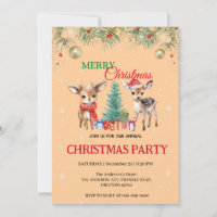 Cute Fawn reindeer Santa MERRY Christmas Party