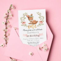 Cute Fawn Woodland Wild One Birthday Party