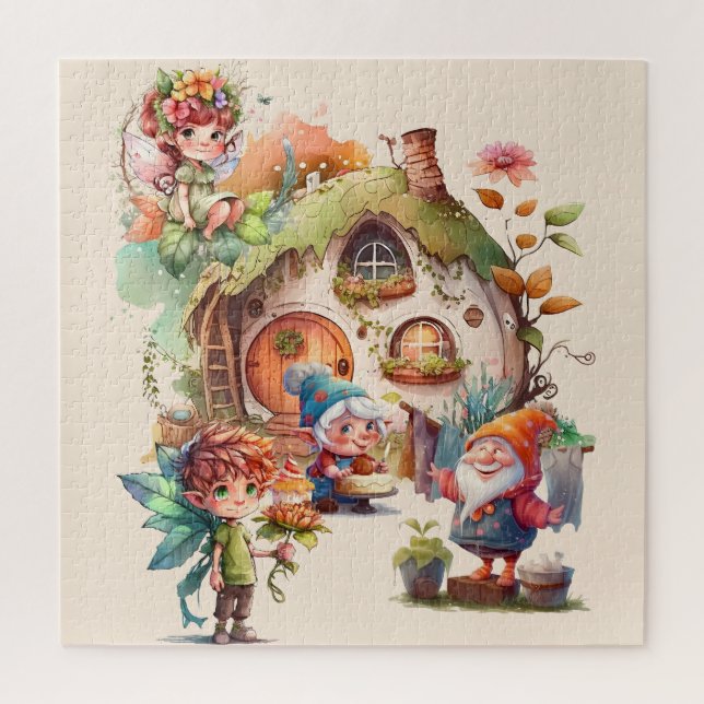 Cute Fée Et Puzzle Gnome (Vertical)