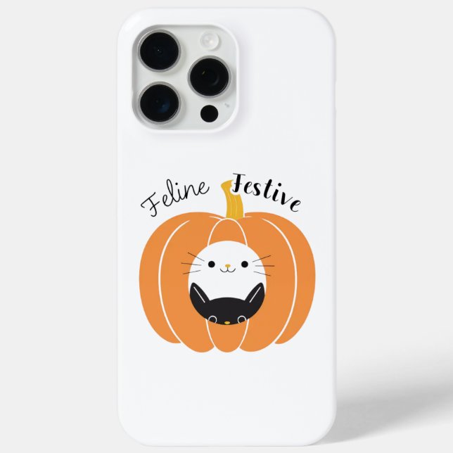 Cute Feline Festive Pumpkin Cat Halloween iPhone 1 Case-Mate iPhone Case (Back)