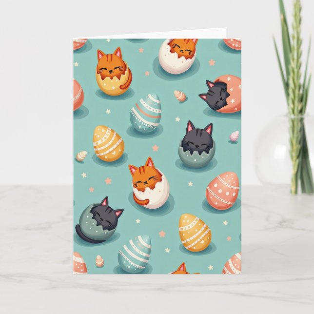Cute Feline Hatching Pattern Card (Front)
