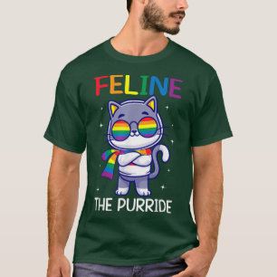 Cute Feline The Purride Cat Sunglasses LGBTQ Gay P T-Shirt