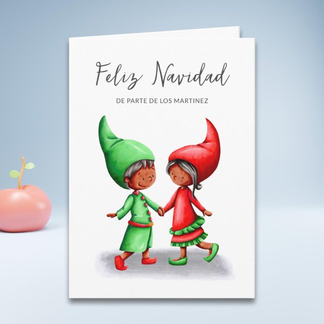 Cute Feliz Navidad Black Elves Christmas Holiday Card (Creator Uploaded)