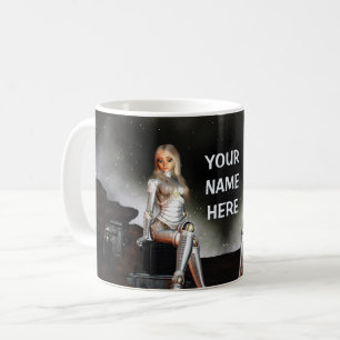 Cute female astronaut. Happy Coffee Mug