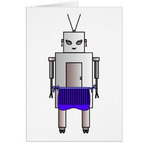 Cute Female Robot With Apron Vintage Retro Funny