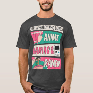 Cute Femboy Anime Gaming & Ramen Design Sissy Man T-Shirt