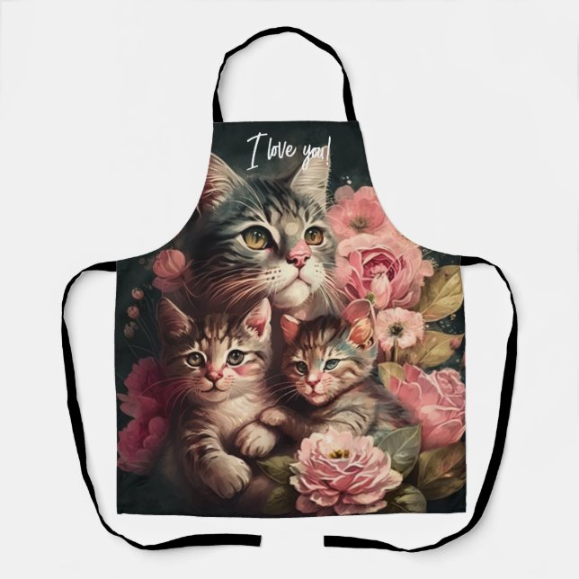 Cute Feminine Cat Lover's Apron for Mother's Day (Front)