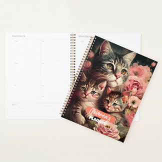 Cute Feminine Cat Lover's Planner with Mama Cat 