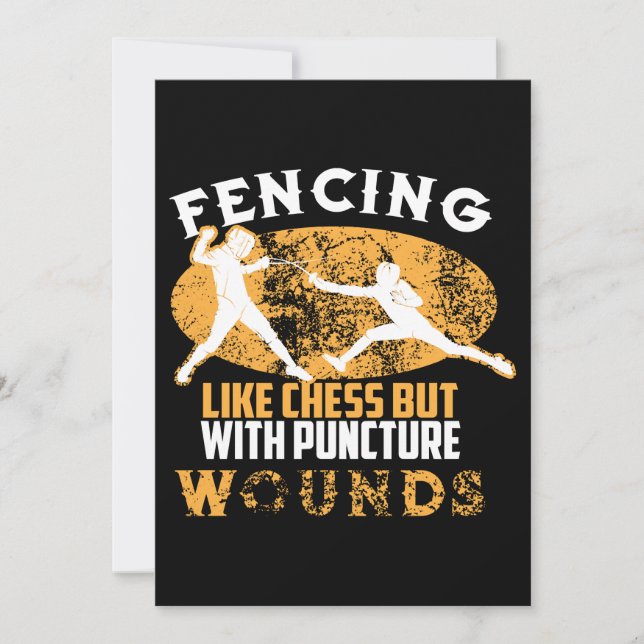 Cute Fencing Like Chess But With Puncture Wounds Invitation (Front)