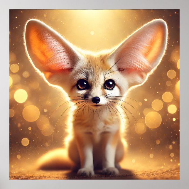 Cute Fennec Fox Fantasy Poster Adorable Wall Art (Front)