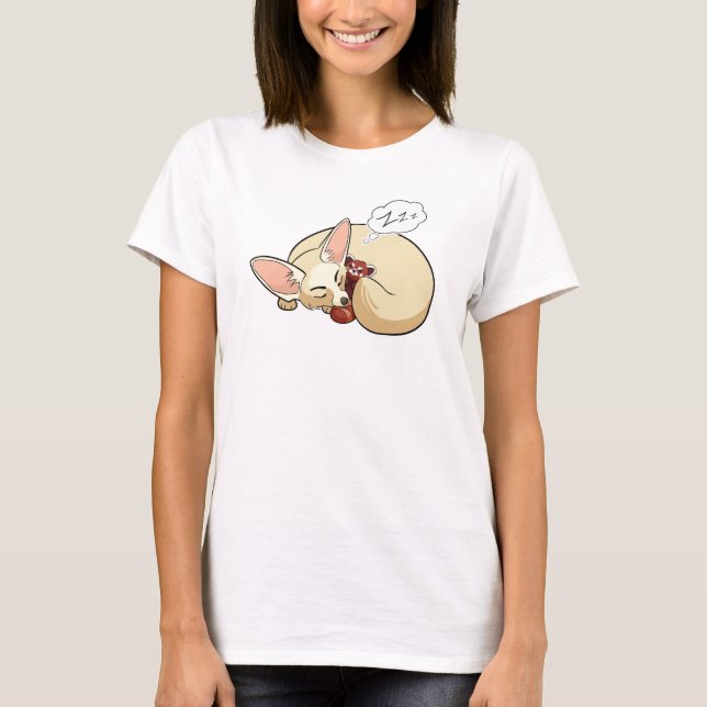 Cute Fennec Fox Sleeping With Red Panda Plush T-Shirt (Front)