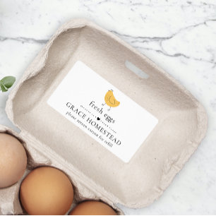 Cute ferme de poulet Jaune Oeuf Carton Étiquette
